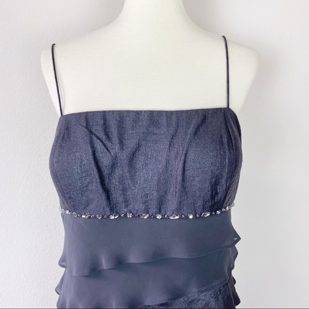 SL Fashions Evening Layered Dress Gray Size 16 - Picture 4 of 6